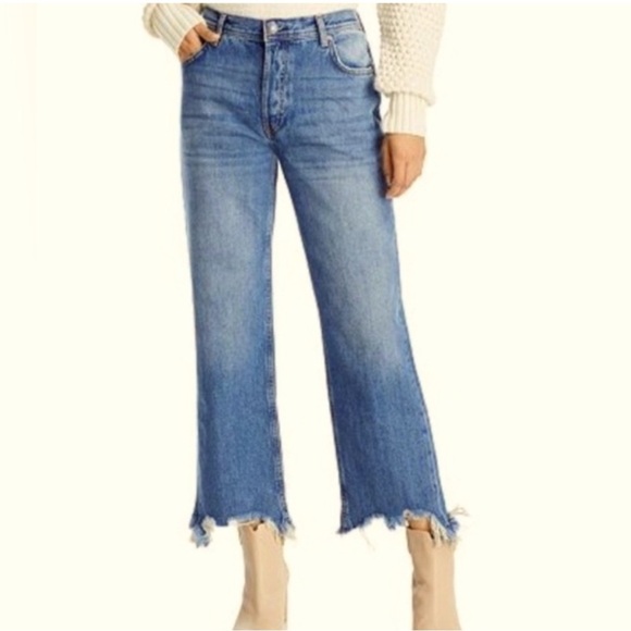 NWOT We the Free Free People Straight Leg Frayed Ankle Jeans size 24 - Picture 1 of 5